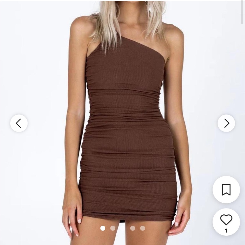 PRINCESS POLLY BROWN ONE SHOULDER DRESS🤎